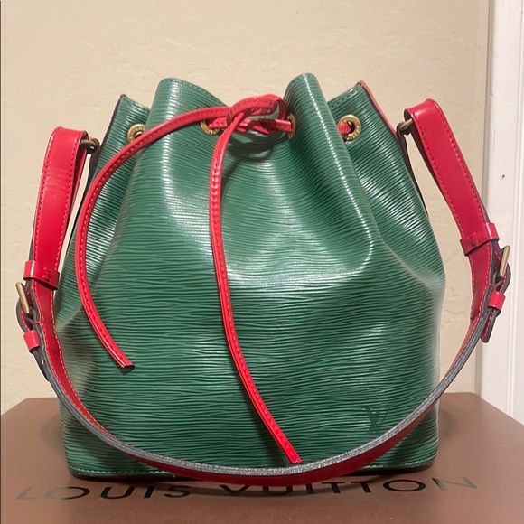 Louis Vuitton Handbags - Louis Vuitton Petit Noe Epi Leather Green/Red Shoulder Bag